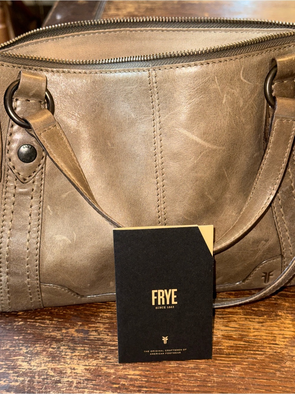 NWOT Frye Melissa taupe tan leather satchel crossbody bag